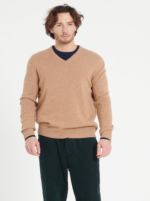 Pull col V homme 100% cachemire 4 fils - LUKE 13 - Kiabi