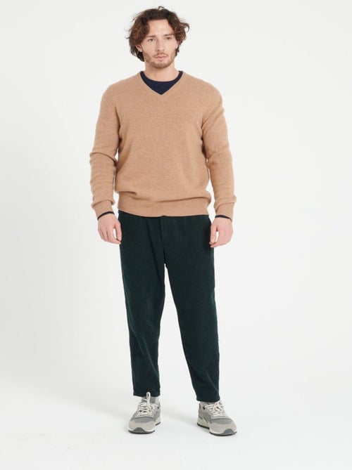 Pull col V homme 100% cachemire 4 fils - LUKE 13 - Kiabi