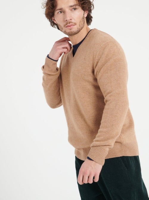 Pull col V homme 100% cachemire 4 fils - LUKE 13 - Kiabi