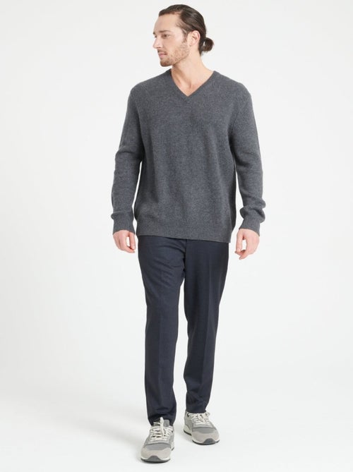 Pull col V homme 100% cachemire 4 fils - LUKE 13 - Kiabi