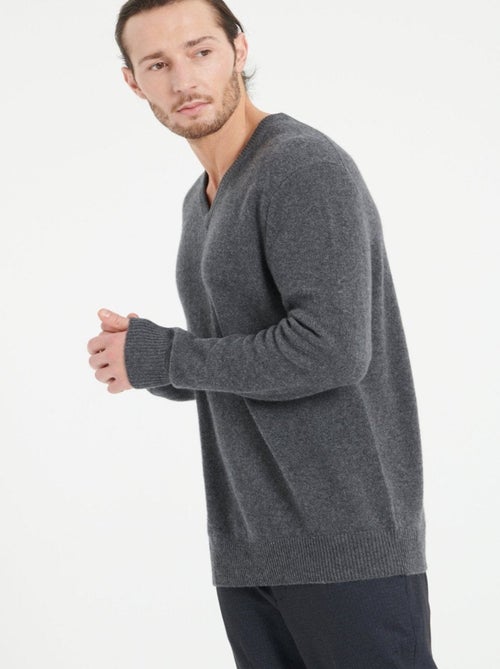 Pull col V homme 100% cachemire 4 fils - LUKE 13 - Kiabi