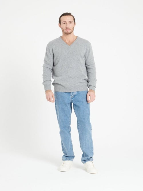 Pull col V homme 100% cachemire 4 fils - LUKE 13 - Kiabi