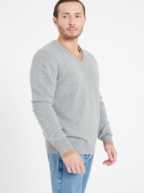 Pull col V homme 100% cachemire 4 fils - LUKE 13 - Kiabi