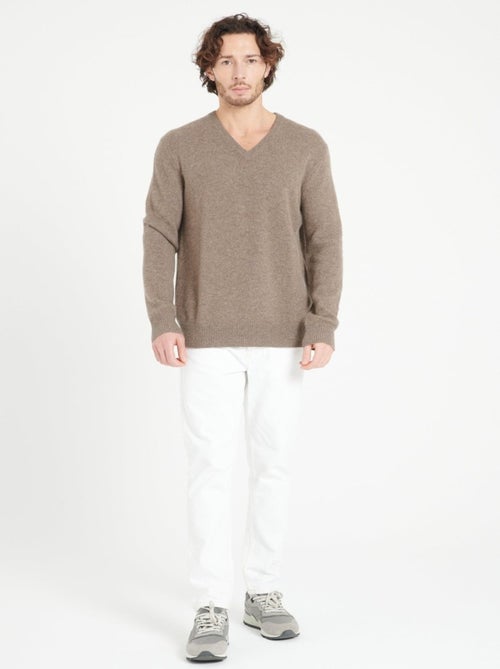 Pull col V homme 100% cachemire 4 fils - LUKE 13 - Kiabi