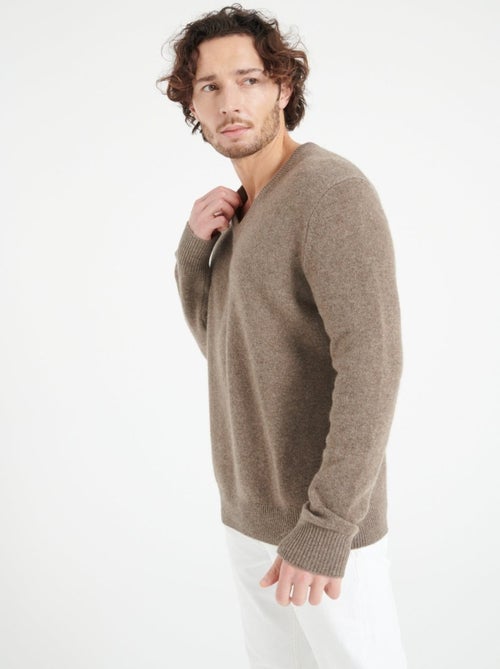Pull col V homme 100% cachemire 4 fils - LUKE 13 - Kiabi