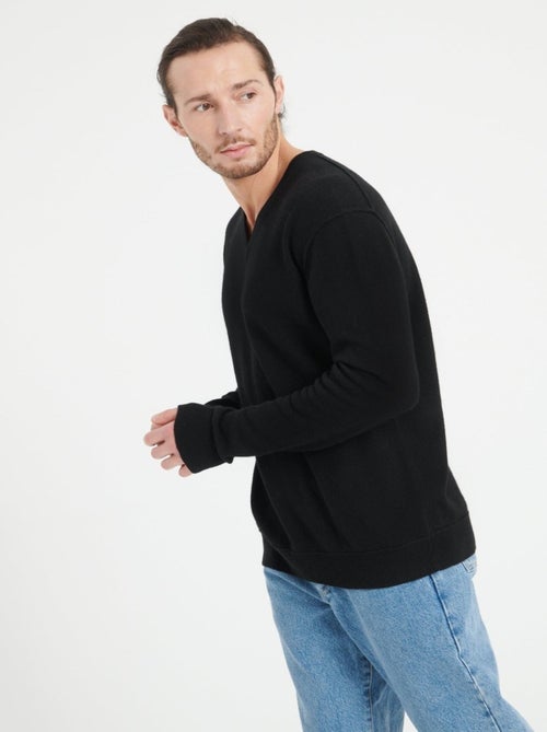 Pull col V homme en cachemire - LUKE 11 - Kiabi
