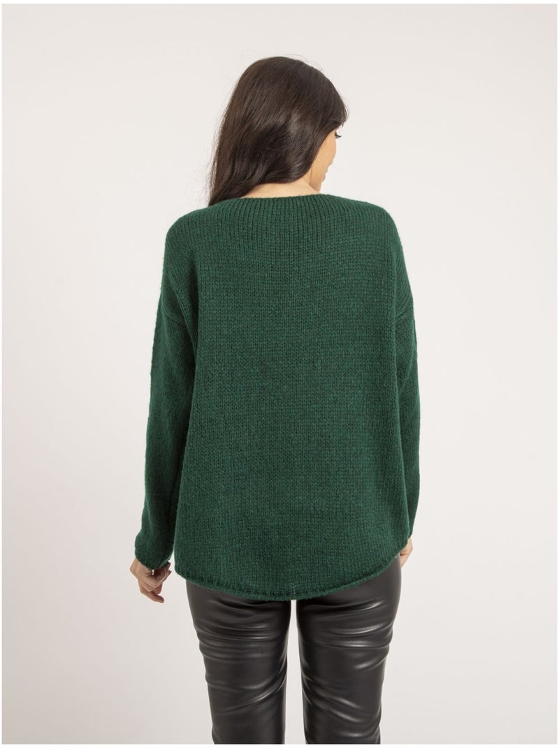 Pull col V KALANA Vert forêt - Kiabi