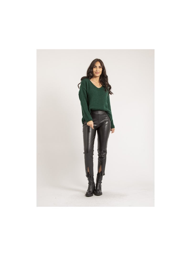 Pull col V KALANA Vert forêt - Kiabi