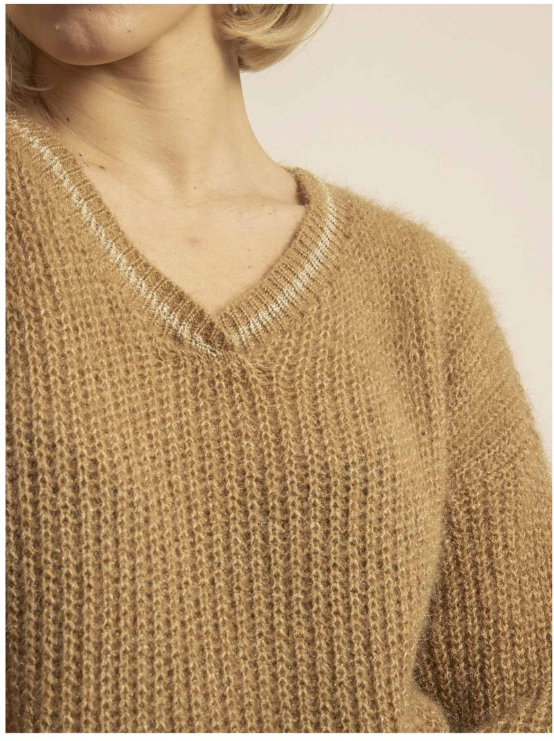 Pull col V KARLITA Beige - Kiabi