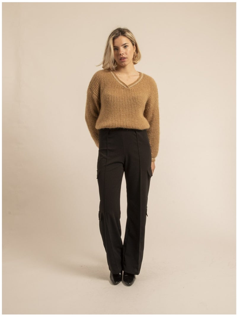 Pull col V KARLITA Beige - Kiabi