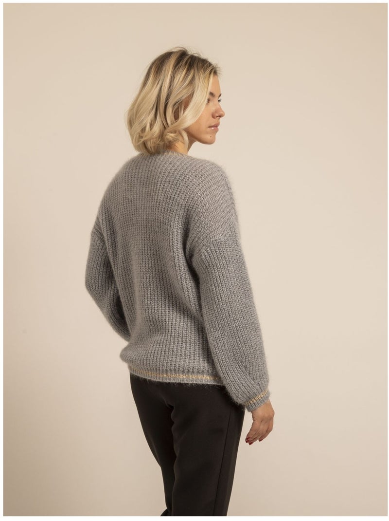 Pull col V KARLITA Gris - Kiabi