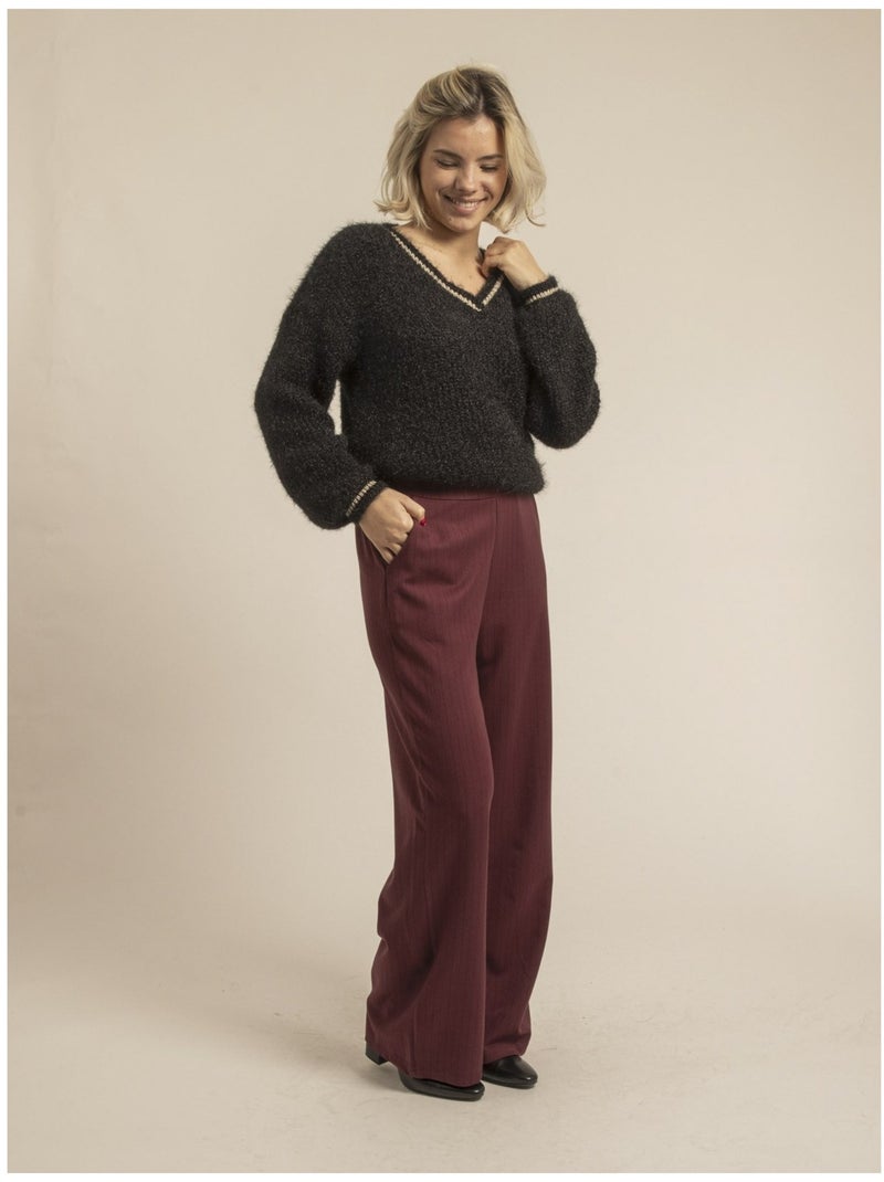 Pull col V KARLITA Noir - Kiabi