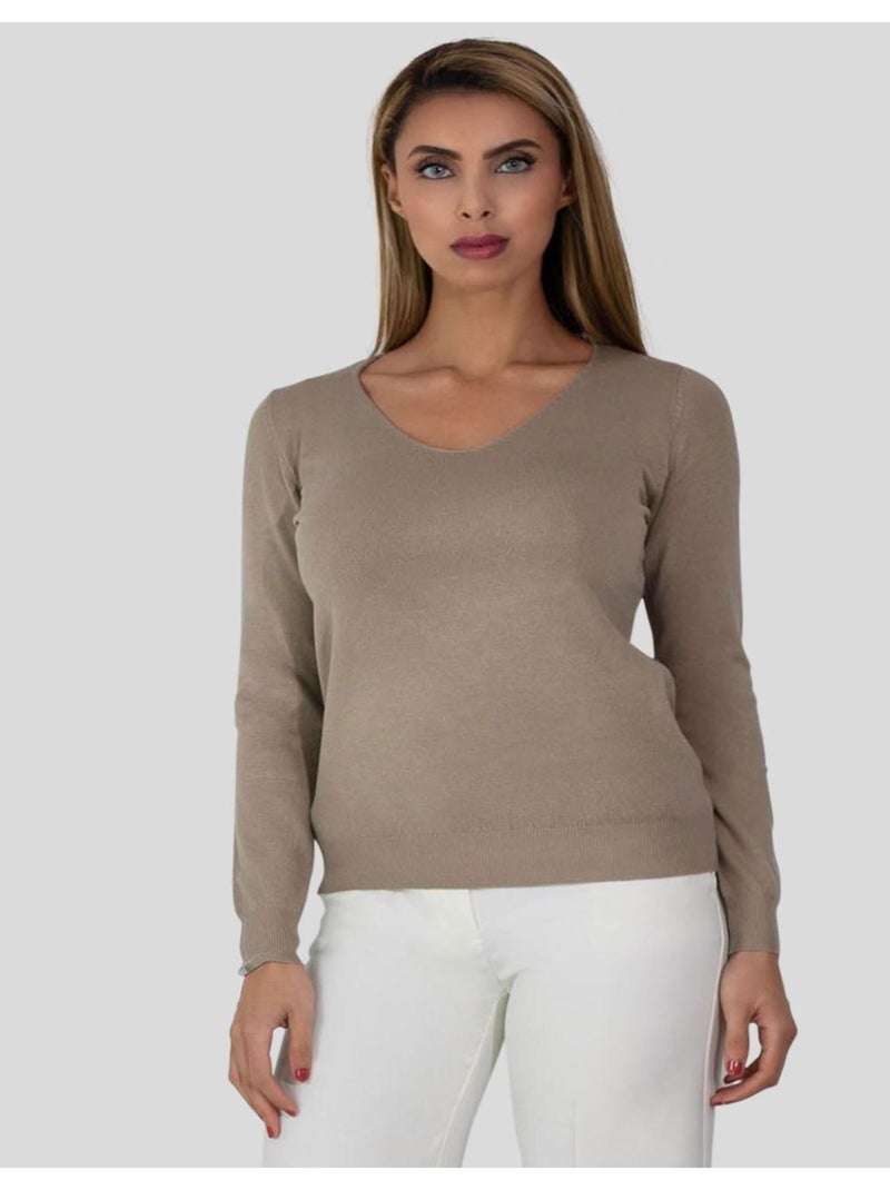 Pull col v Kebello Beige - Kiabi