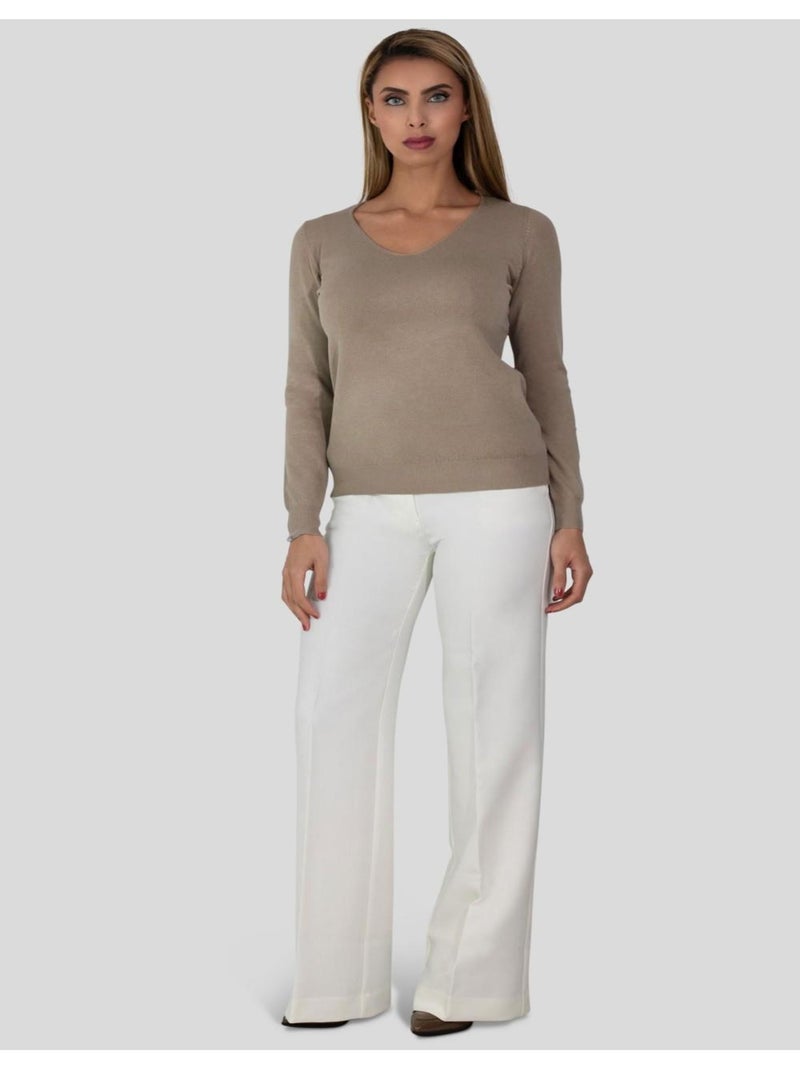 Pull col v Kebello Beige - Kiabi