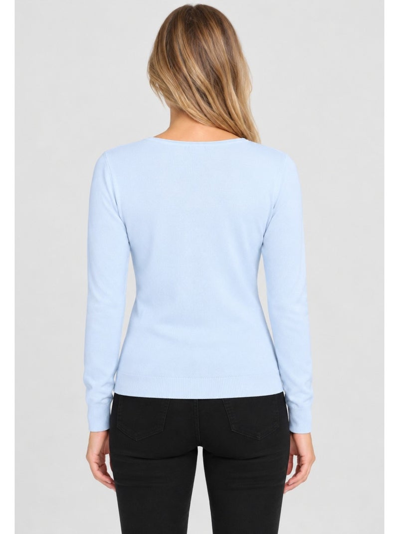 Pull col v kebello Bleu ciel - Kiabi