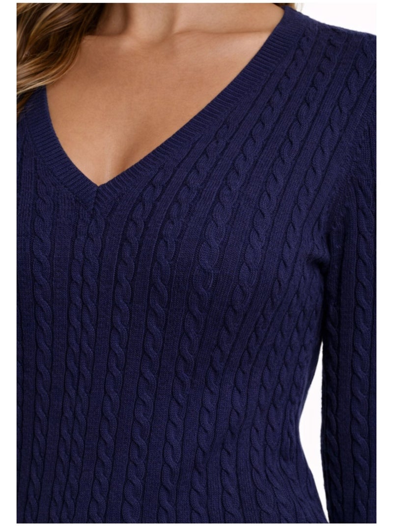 Pull Col V Kebello Bleu marine - Kiabi