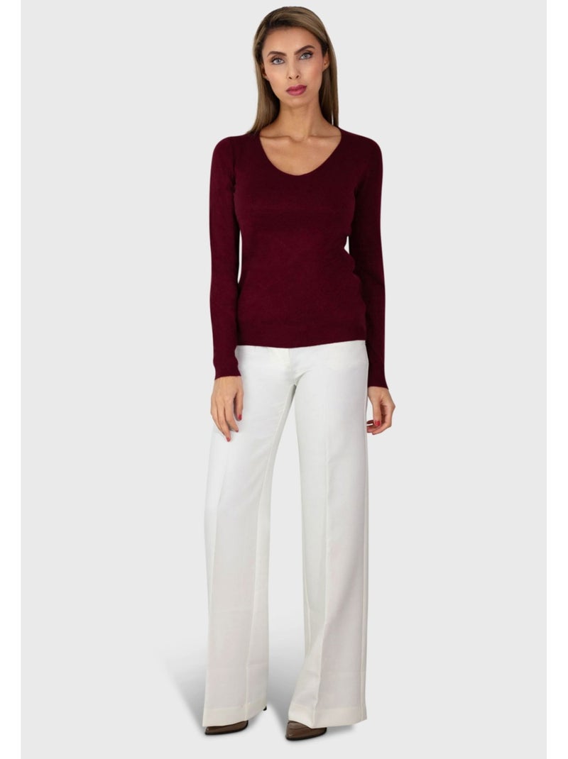 Pull col v Kebello Bordeaux - Kiabi