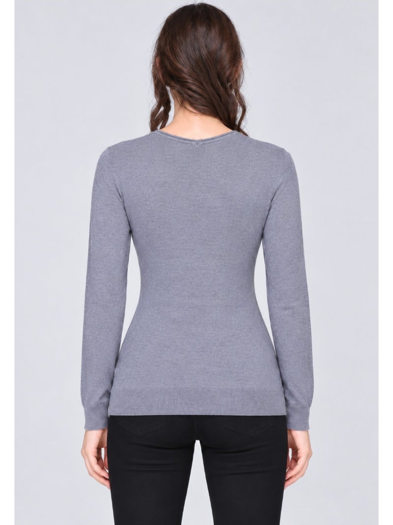 Pull col v kebello Gris - Kiabi