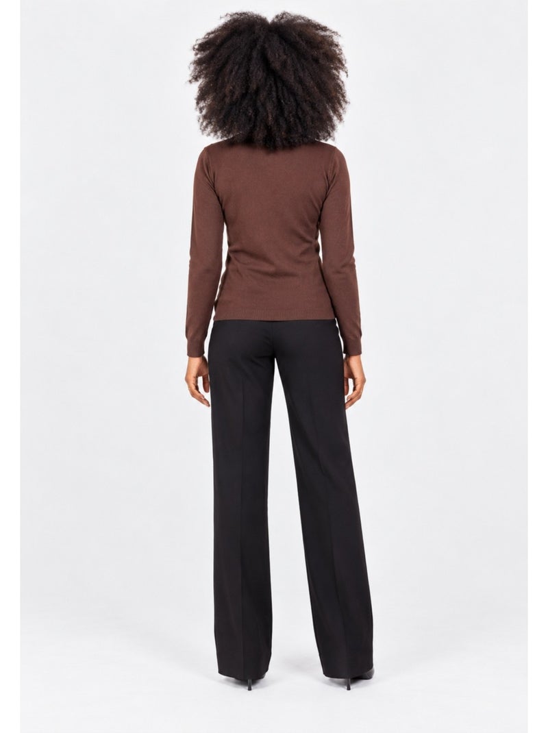 Pull col v kebello Marron - Kiabi
