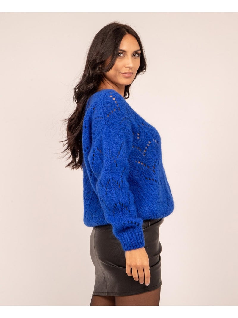 Pull col V KLARYSS Bleu - Kiabi