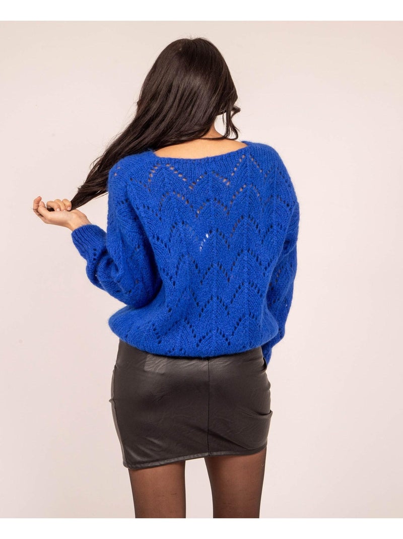 Pull col V KLARYSS Bleu - Kiabi