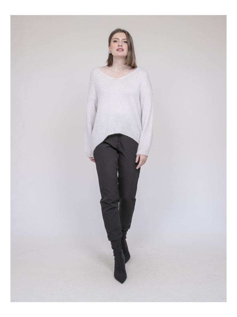 Pull col V KLORIANE Ecru - Kiabi