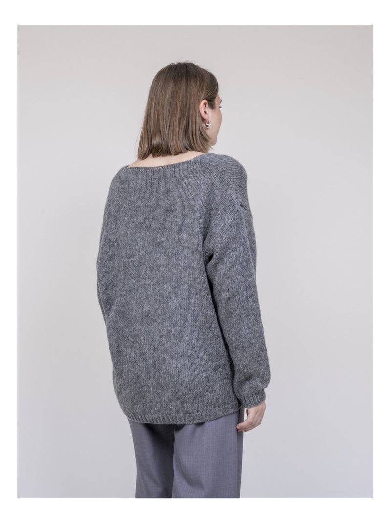 Pull col V KLORIANE Gris - Kiabi