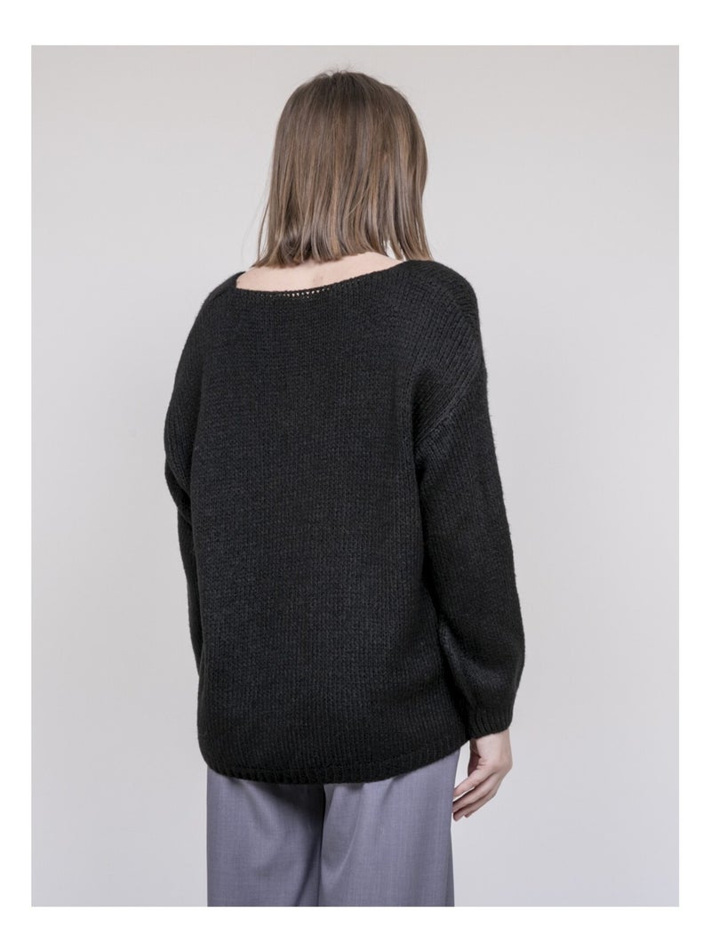 Pull col V KLORIANE Noir - Kiabi
