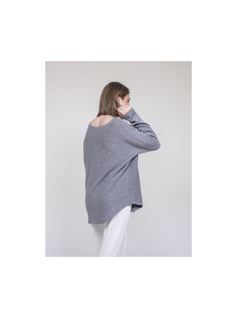 Pull col V KORNELIA Gris - Kiabi