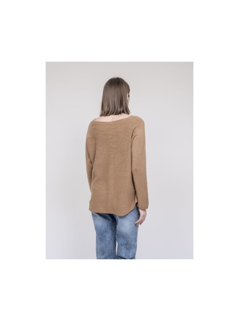 Pull col V KORNELIA Marron caramel - Kiabi