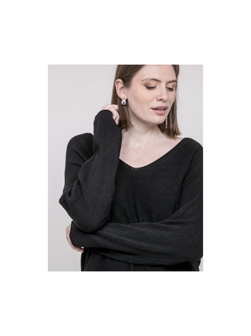 Pull col V KORNELIA Noir - Kiabi