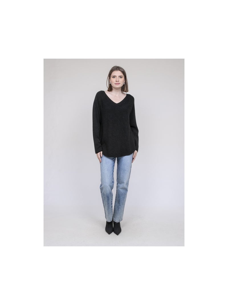 Pull col V KORNELIA Noir - Kiabi