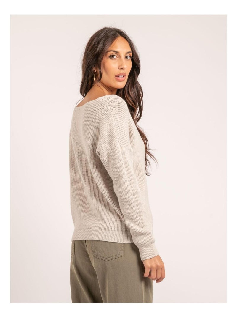 Pull col V KYLEENA Beige - Kiabi