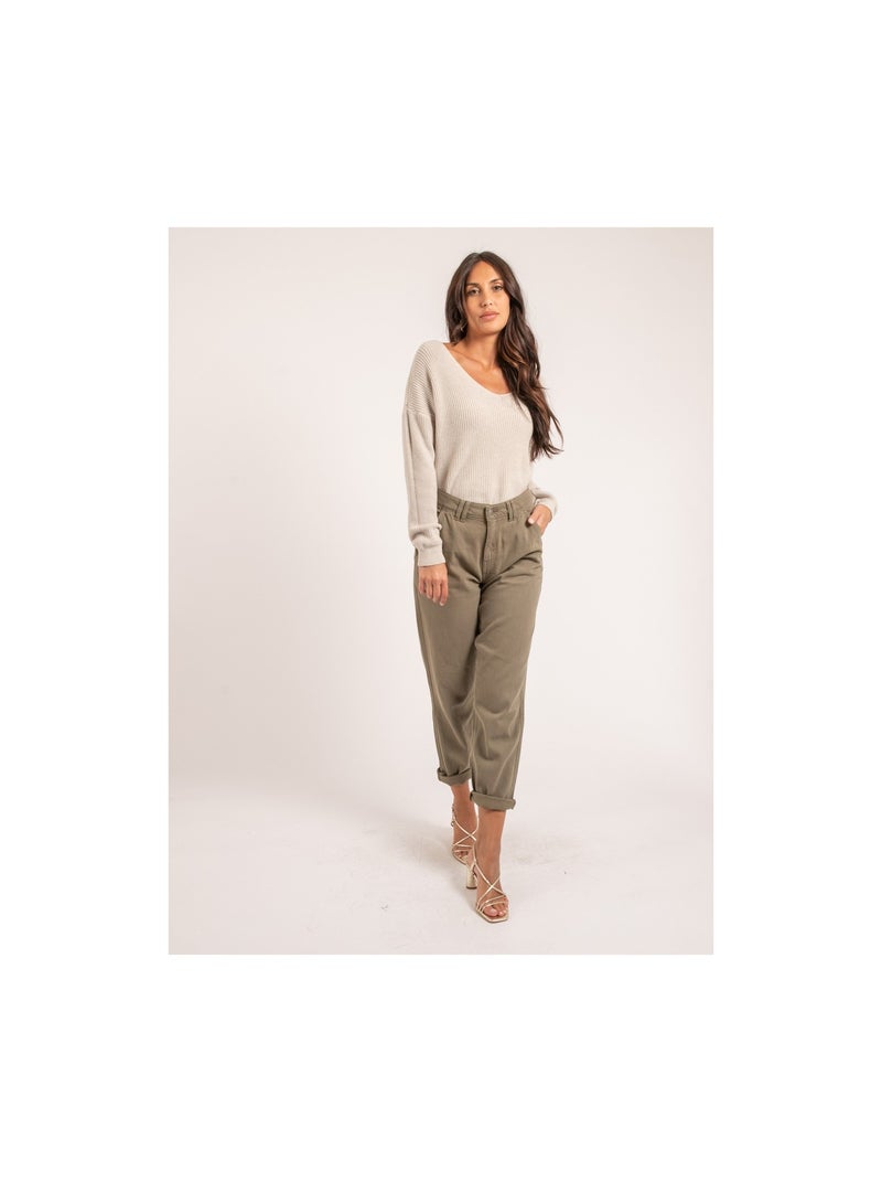 Pull col V KYLEENA Beige - Kiabi
