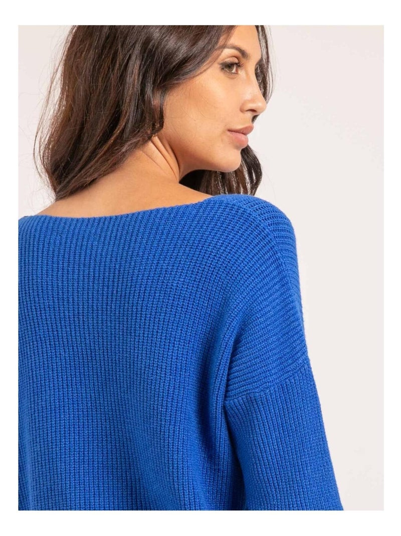 Pull col V KYLEENA Bleu roi - Kiabi