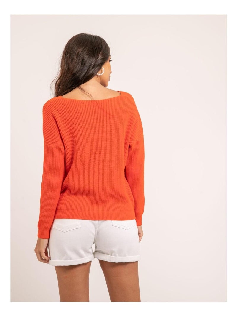 Pull col V KYLEENA Orange - Kiabi