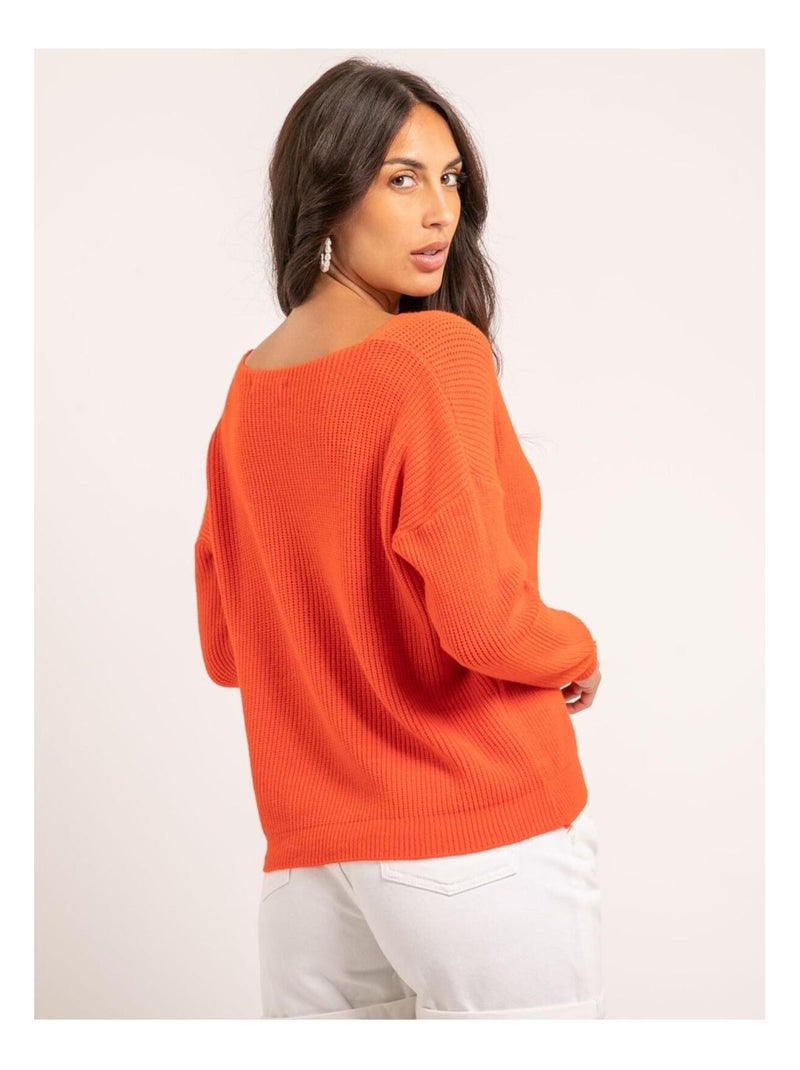 Pull col V KYLEENA Orange - Kiabi