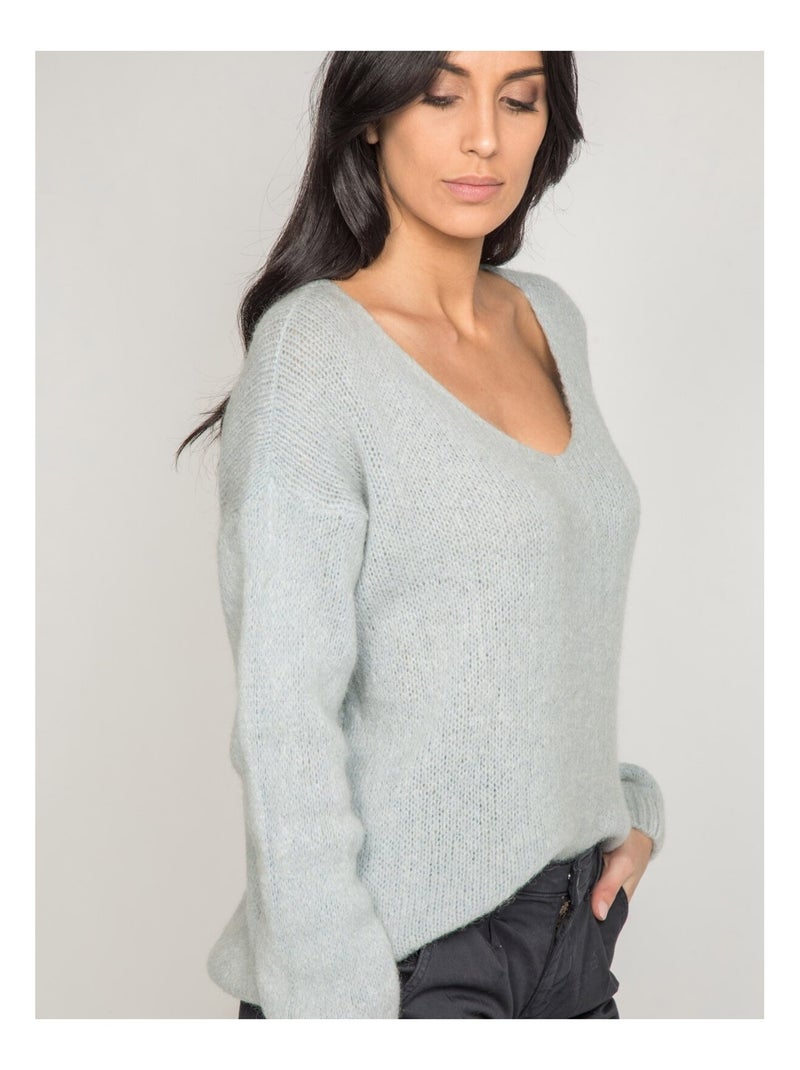 Pull col V KYO Gris - Kiabi