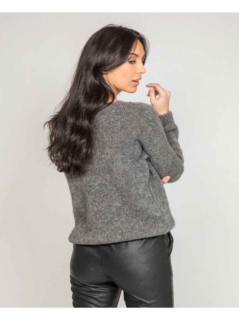 Pull col v KYO Gris foncé - Kiabi
