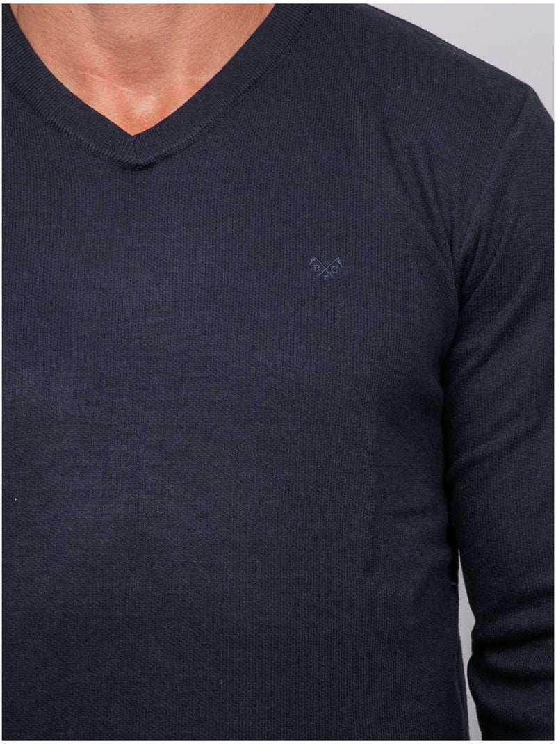 Pull col v lamboise Bleu marine - Kiabi
