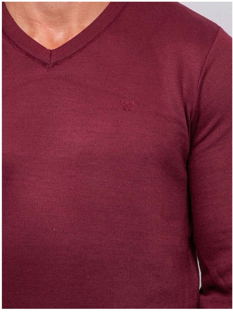 Pull col v lamboise Bordeaux - Kiabi