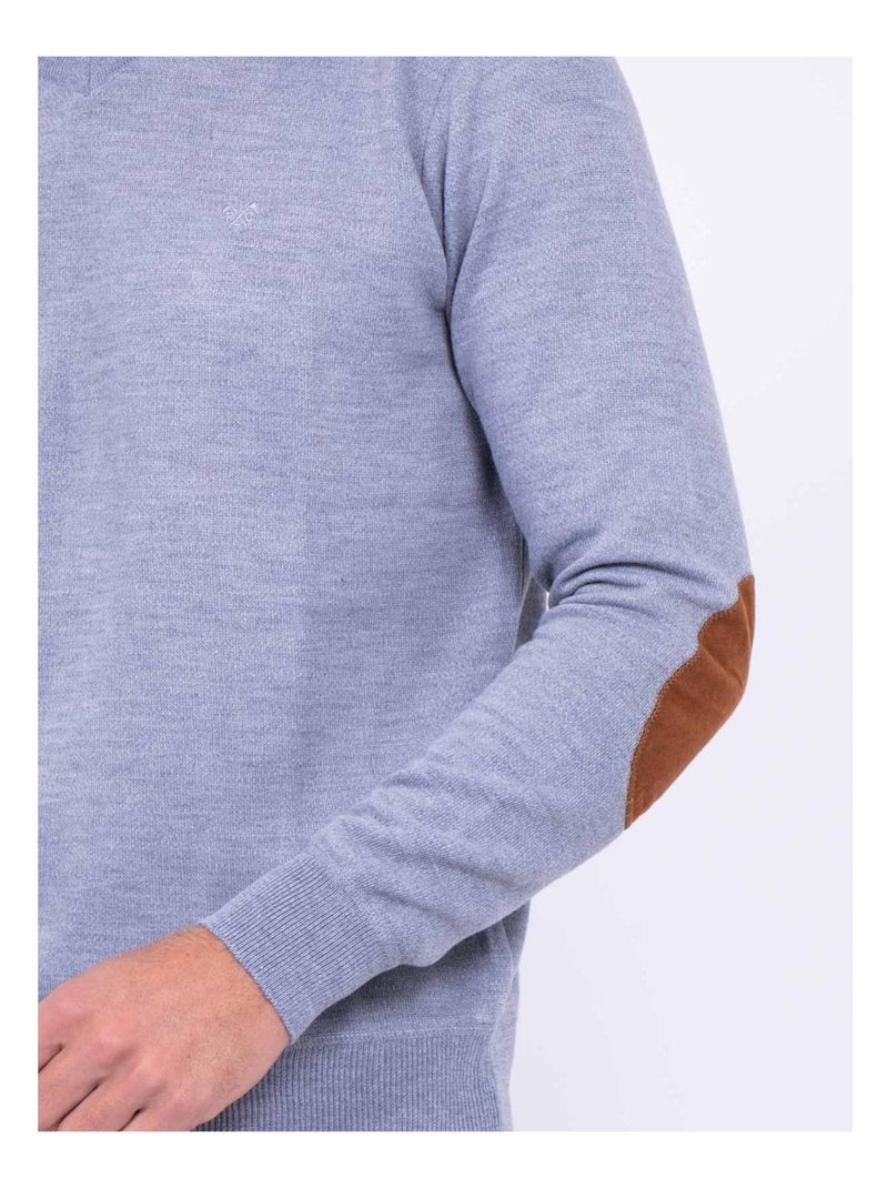 Pull col V LAMBOISE Gris chiné - Kiabi