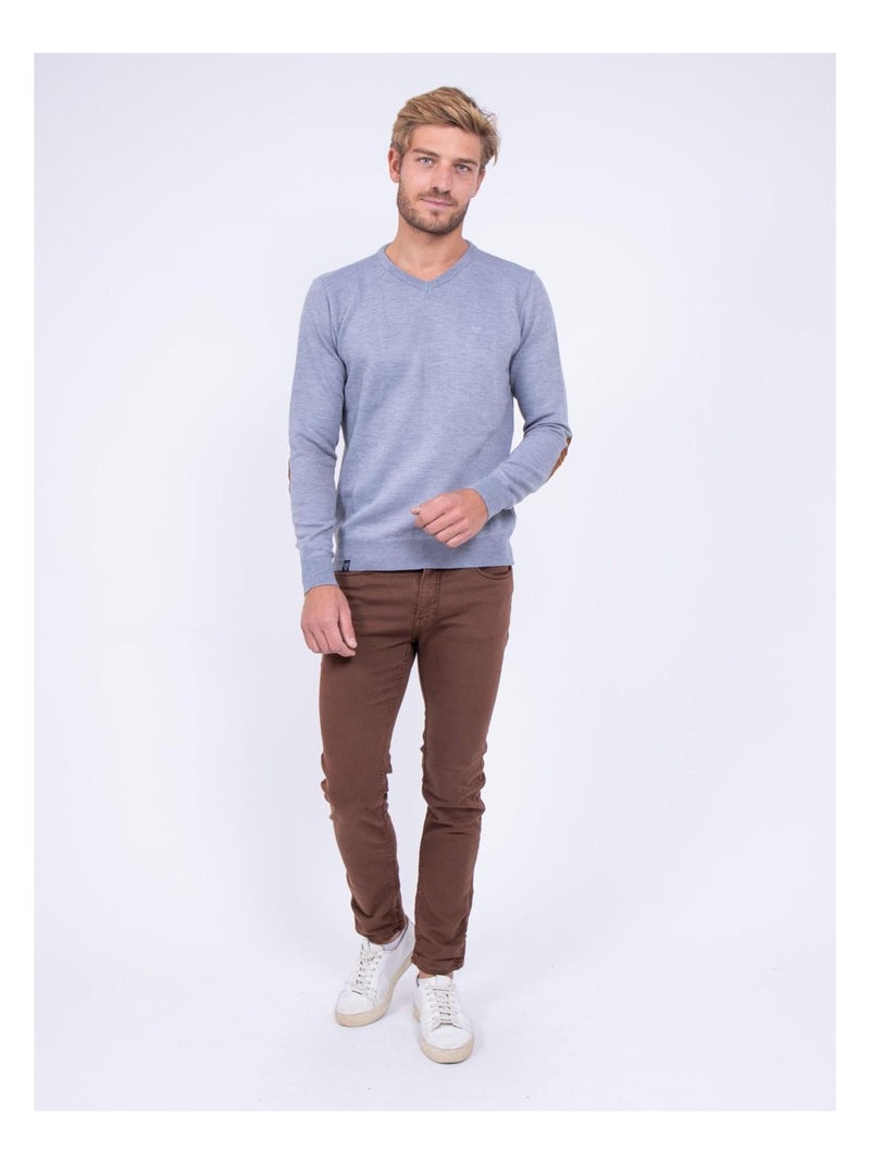 Pull col V LAMBOISE Gris chiné - Kiabi
