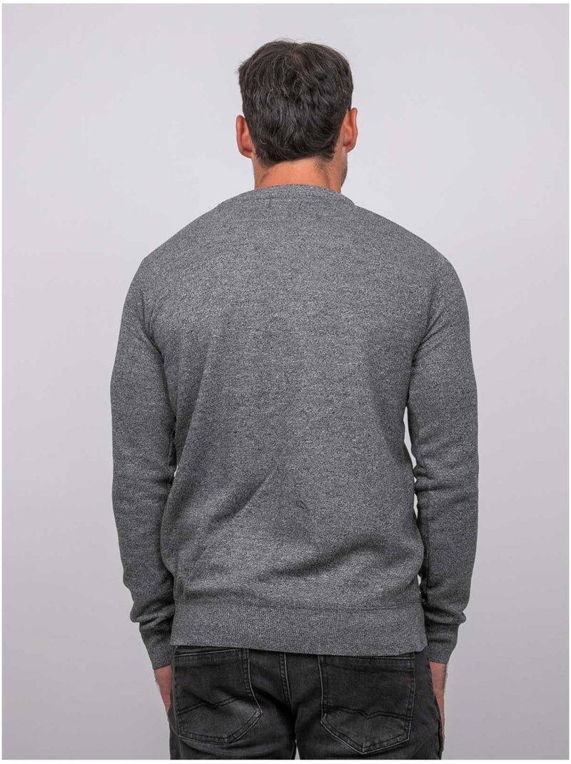 Pull col v lamboise Gris chiné - Kiabi