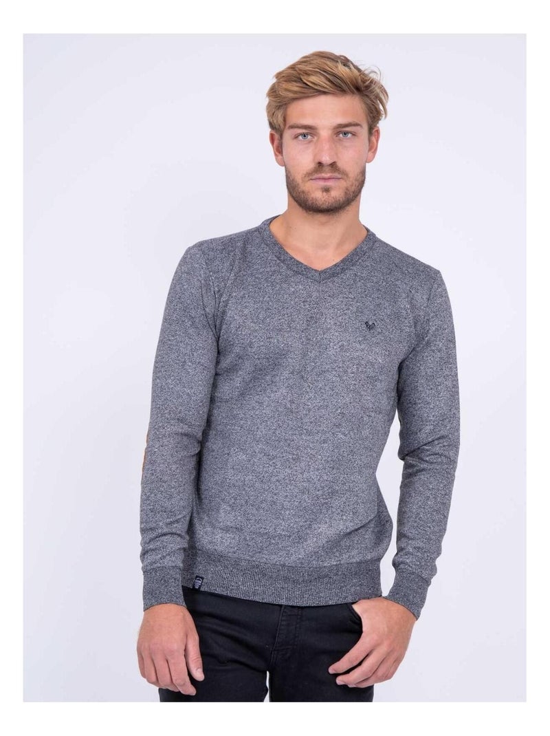 Pull col V LAMBOISE Gris foncé - Kiabi