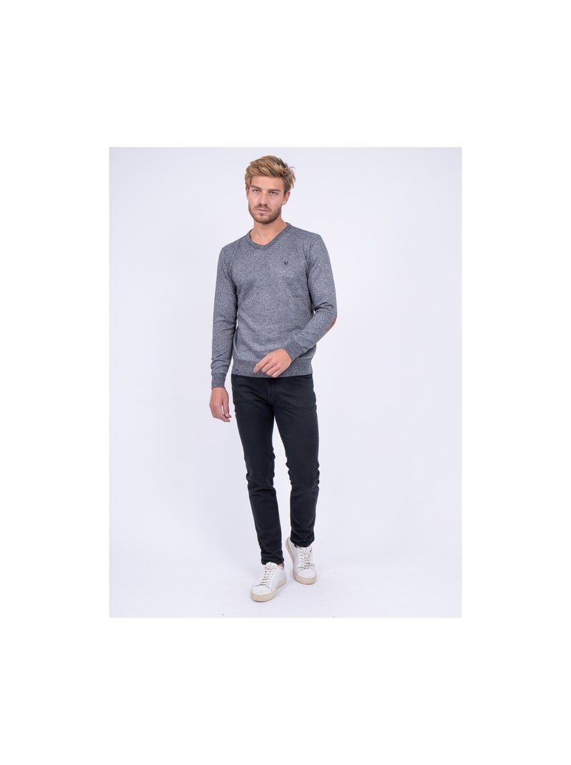 Pull col V LAMBOISE Gris foncé - Kiabi