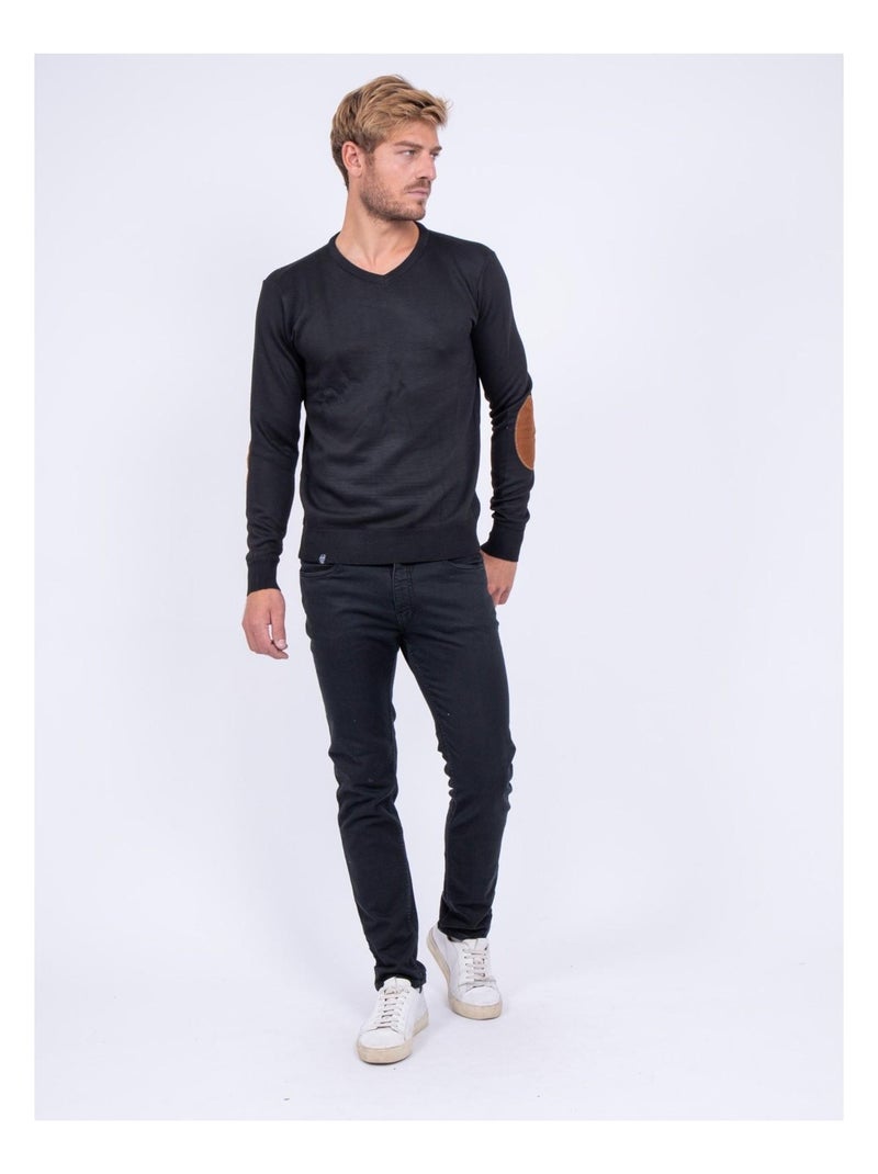 Pull col V LAMBOISE Noir - Kiabi