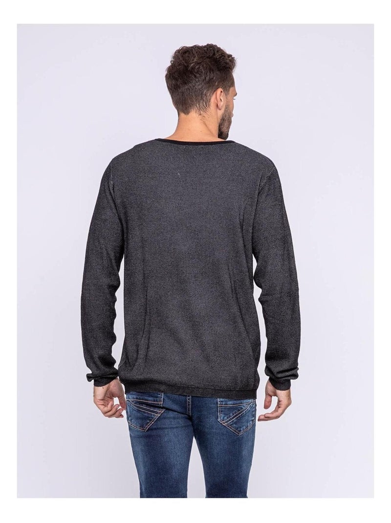 Pull col V LECHEDEK Gris - Kiabi