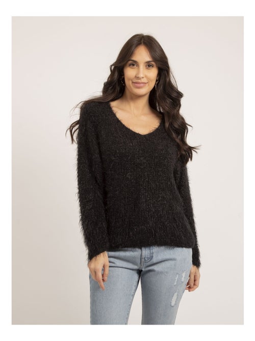 Pull col V maille chenille KRISTINA - Kiabi