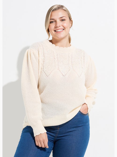 Pull col V maille fantaisie et sequins - AFIBEL - Kiabi Pull col V maille fantaisie et sequins - AFIBEL - Kiabi